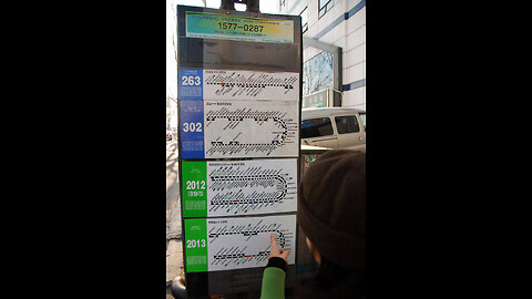 Double Decker buses and route map in south korea