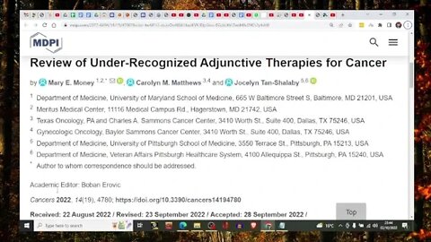 Screen reading - Review of Under-Recognized Adjunctive Therapies for Cancer. Published 29Sep2022