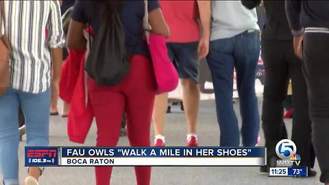 FAU Football Players 'Walk a Mile in Her Shoes'