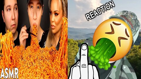 ASMR Nuclear Fire Noodles With Nikocado Avocado & Trisha Paytas Mukbang REACTION!!! (BBT)