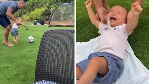 Dad & Special Needs Son Have Fun Playing Soccer Together