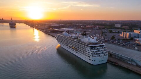 Cruise ship with a difference The world, The largest private ship 4k drone ariel footage vblog