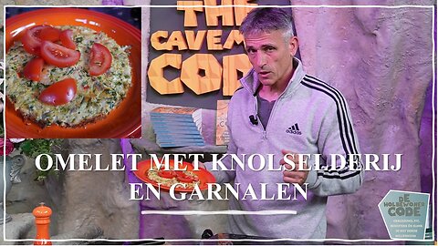 Omelet met knolselderij en garnalen