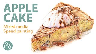 Apple cake - Speed painting / Time-laps