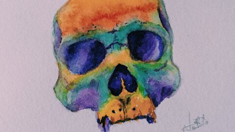 Watercolour Skull // Episode 37