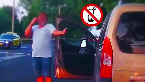 Driver stopped for speeding steps out of car on the phone