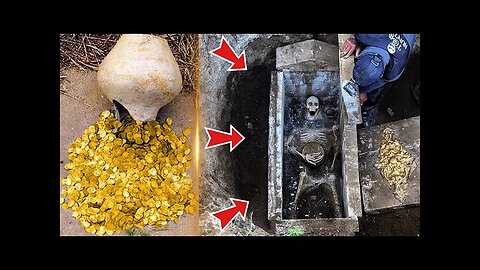 We found a treasure-filled tomb from ancient times. Treasure hunt with metal detector.