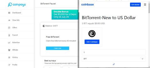 How To Earn Free 864 BitTorrent New BTT Cryptocurrency At Coinpayu Every 60 minutes With Proof