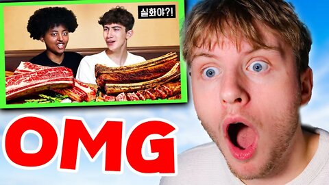 British Highschoolers try GIANT Korean Beef Ribs!! and I'M JEALOUS!