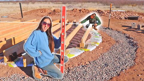 Placing and Leveling Joists Over Our Underground Earthbag Room