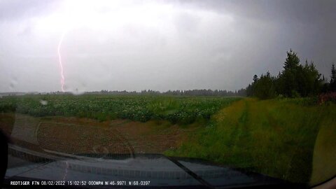 Lightning caught on dash cam