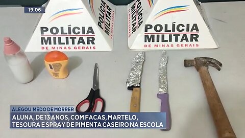 Medo de Morrer: Aluna, de 13 Anos, com Facas, Martelo, Tesoura e Spray de Pimenta Caseiro na Escola.