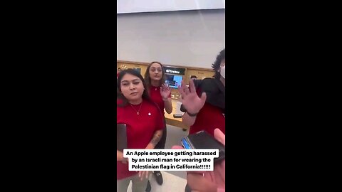 triggered israeli flips out over Palestinian flag - LA Apple Store