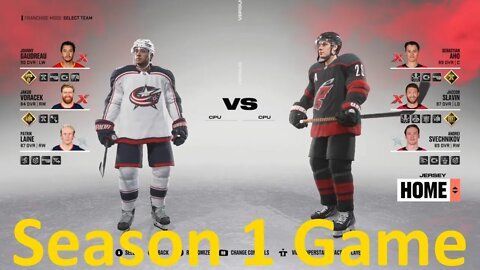 NHL 23 Blue Jackets Vs Hurricanes Simulation Franchise S1 G1