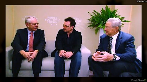 @Davos: George Soros & Bono meet President of Euro Council