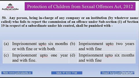 Class 8- Important MCQs on POCSO- Part 2