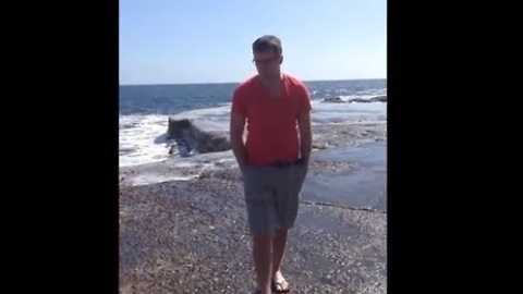 Man walking on slippery rocks receives painful surprise