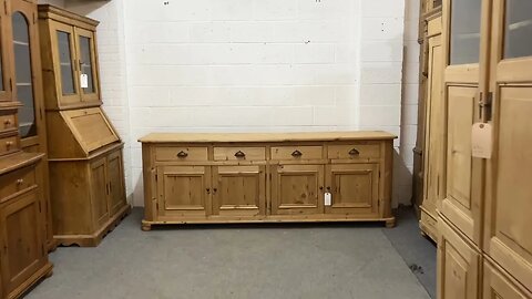 8ft Long Reclaimed Pine 4 Door 4 Drawer Sideboard Cupboard (X2401D) @PinefindersCoUk