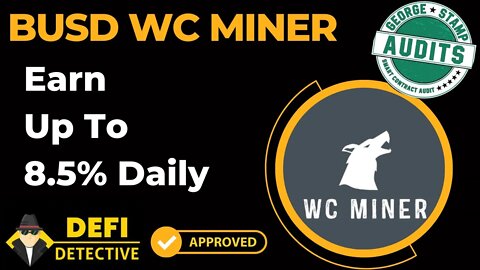 BUSD WC Miner Review | Earn Up To 8.5% BUSD Daily | Defi Detective Supported