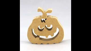 Handmade Wood Halloween Jack-O-Lantern Pumpkin Cutout