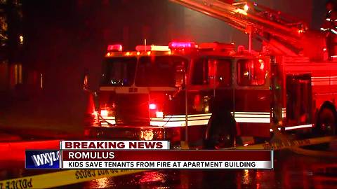 Two kids rush to save people from burning Romulus apartment