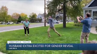 Husband extra excited for gender reveal