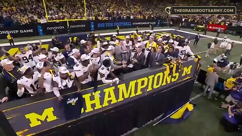 Jim Harbaugh Makes Tony Pettiti Give Big 10 Championship Trophy To Zak Zinter