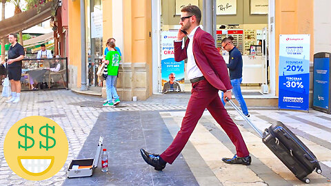 Frozen in Time: Funny Street Performer 😆The Daily Life of a Businessman - Living Human Statue