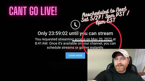 Cant Go Live! Due To Tech issues... Rescheduled to next weekend! 5/27 3pm PST / 5pm EST