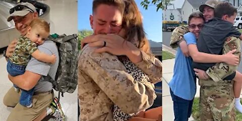 😍 Excited Babies Reactions When Soldier Comes Home 🥰 Funny Baby And Daddy