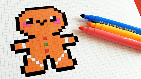 how to Draw Kawaii gingerbread man - Hello Pixel Art by Garbi KW