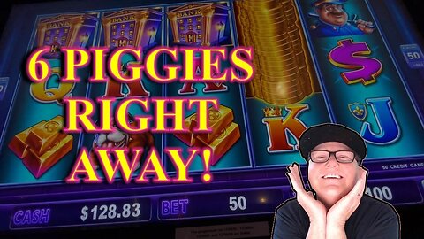 Slot Machine Play - Piggie Bankin' - We Got Six Piggies Immediately!