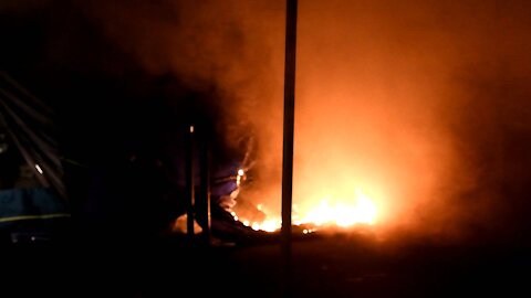 Tent Fire Behind Mary's Club Portland Oregon USA