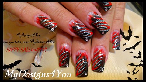 Ice & Fire Halloween Nail Art Design