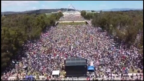 Massive Anti Vaccine Mandate Protest in Australia Outside Parliament House