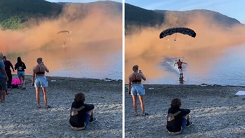 Incredible Skydiver Nails Flawless Water Landing