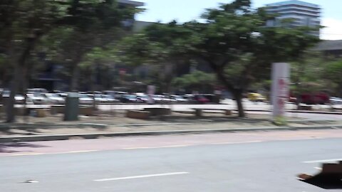 South Africa - Cape Town_ People struggling with wind in Civic Centre (Video) (LPr)