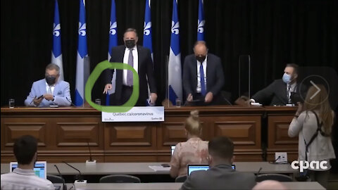 Quebec's communist Premier Legault throws the Illuminati - Freemason sign 👀