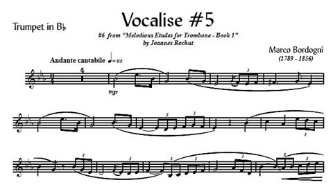 🎺🎺 [TRUMPET VOCALISE ETUDE] Marcos Bordogni Vocalise for Trumpet #05 (Demo Solo and play-along)