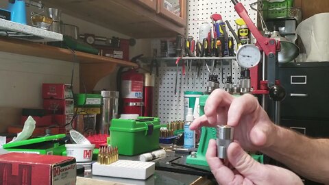 Checking headspace on new Hornady 55gn SP factory rounds.