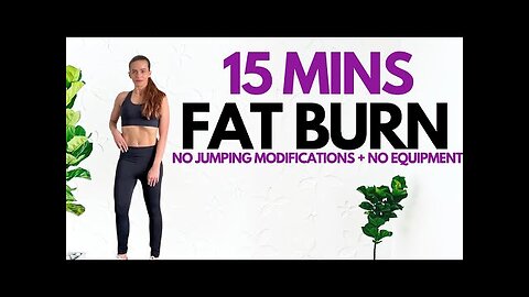 15 MIN FAT BURN Home Workout (No Jumping Modifications + No Equipment)