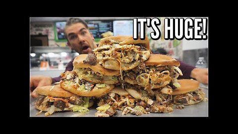 MONSTER JERK CHICKEN SANDWICH CHALLENGE - Jamaican Food Challenge - Man Vs Food