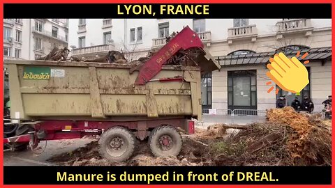 Protesting Farmers Dump Manure in Front of The Institution