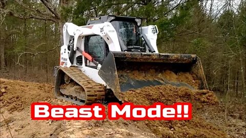 Building budget duck impoundment pond dam with Bobcat Y650 CTL/MTL