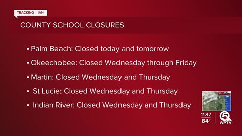 Palm Beach County, Treasure Coast public schools closed Wednesday, Thursday