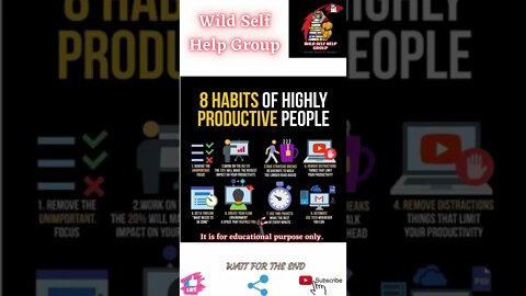 🔥8 habits of highly productive people🔥#shorts🔥#wildselfhelpgroup🔥26 April 2022🔥