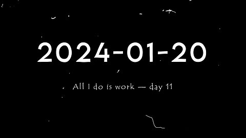 2024-01-20 | All I do is work — Day 11