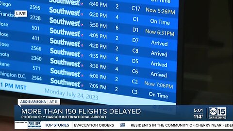 More than 150 flights delayed at Phoenix Sky Harbor