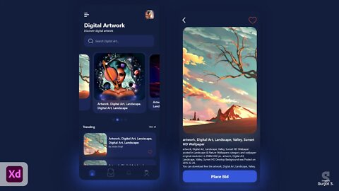 #DesignChallenge 3 Digital Artwork App Design in Adobe XD | #adobe_xd | Designing Guru