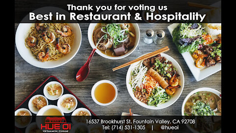 Hue Oi won Best in Restaurant & Hospitality! Thank you!